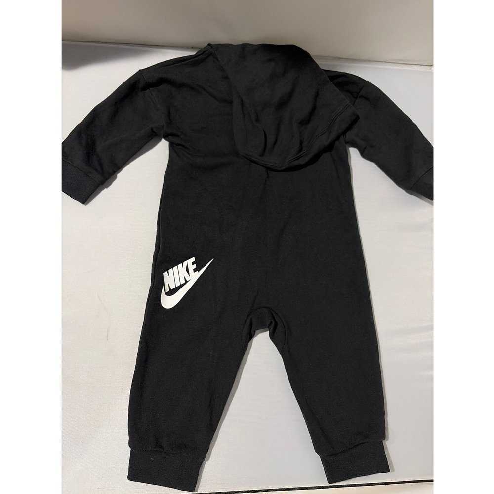 Nike Baby Boys Black Futura Logo Hooded Romper 12M Long Sleeve Full Zip